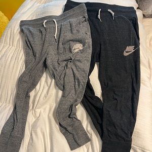 GUC 2 Pair NIKE cropped capri Joggers ~ pockets ~ comfy ~ black & grey.